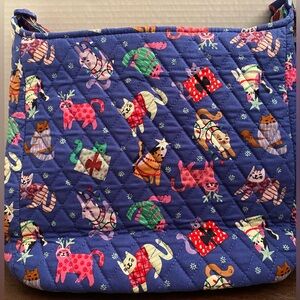 Vera Bradley Essential XL Crossbody In Catnip Christmas New